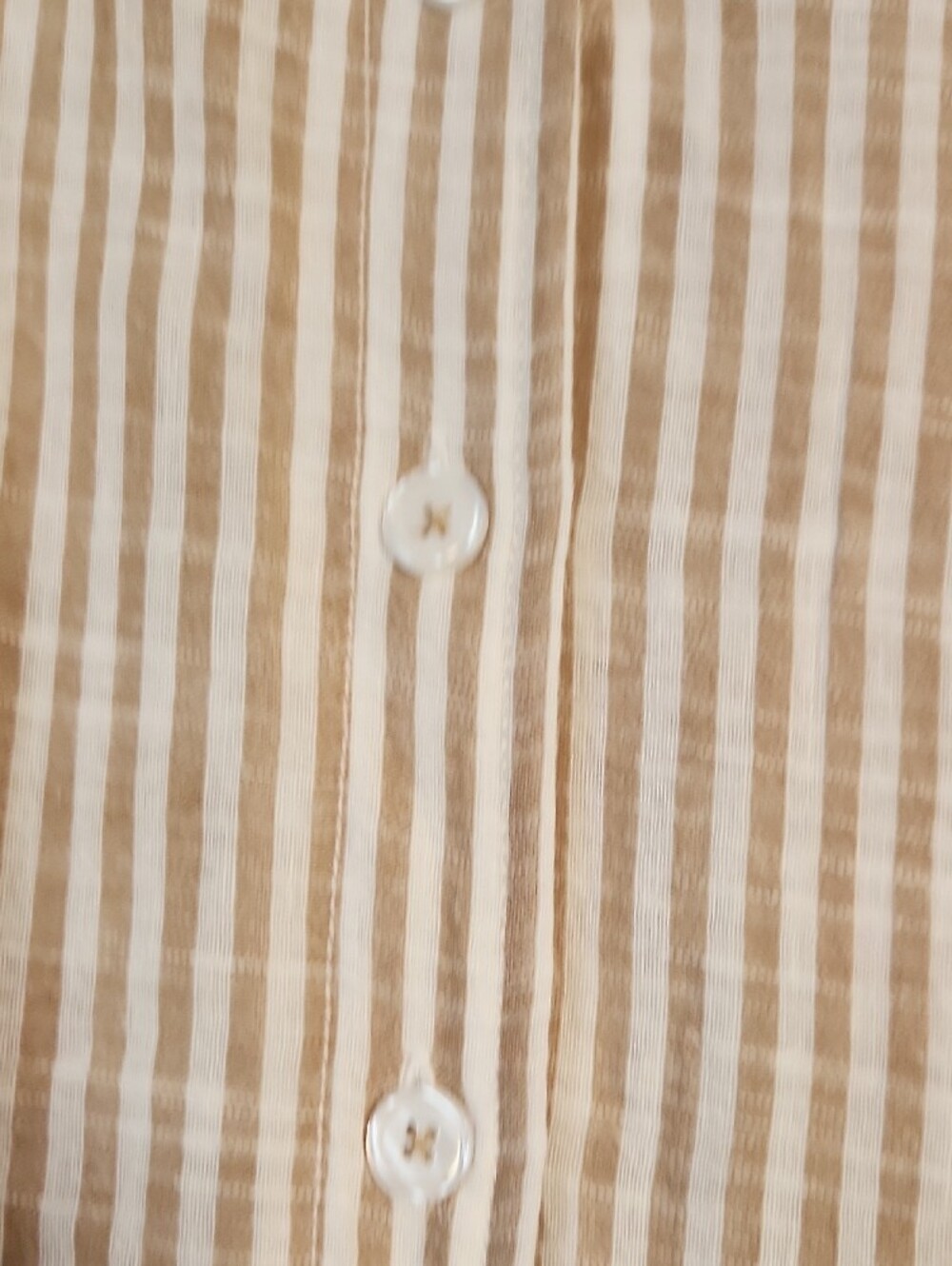 Max Studio Striped V-Neck Button-Front Dress in Beige and White - Picture 3 of 6